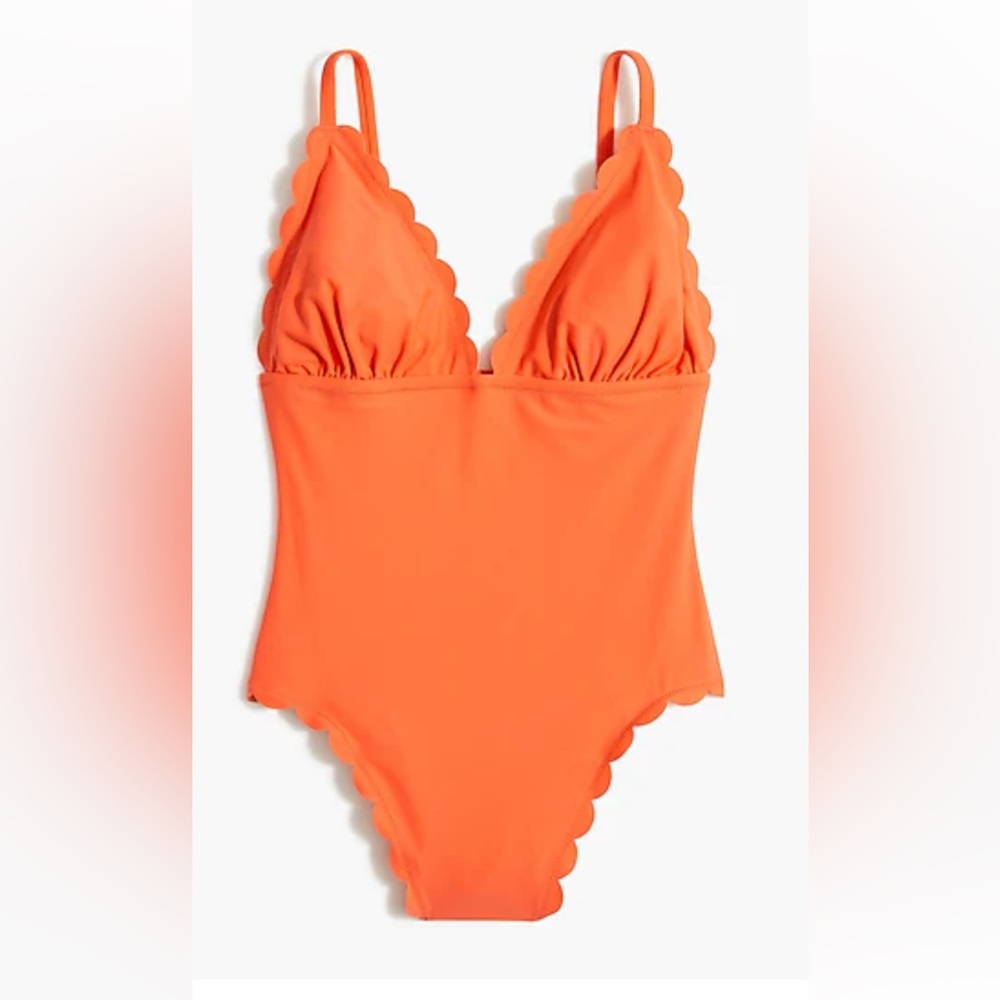 J. Crew Factory Orange Scalloped One Piece Swimsuit